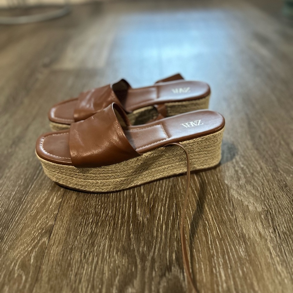 Zara Tan Platform Sandals